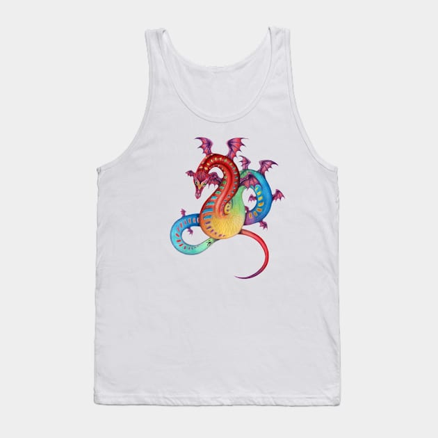 Fabulous Rainbow Dragon in Red, Blue, Yellow Tank Top by Sandra Staple